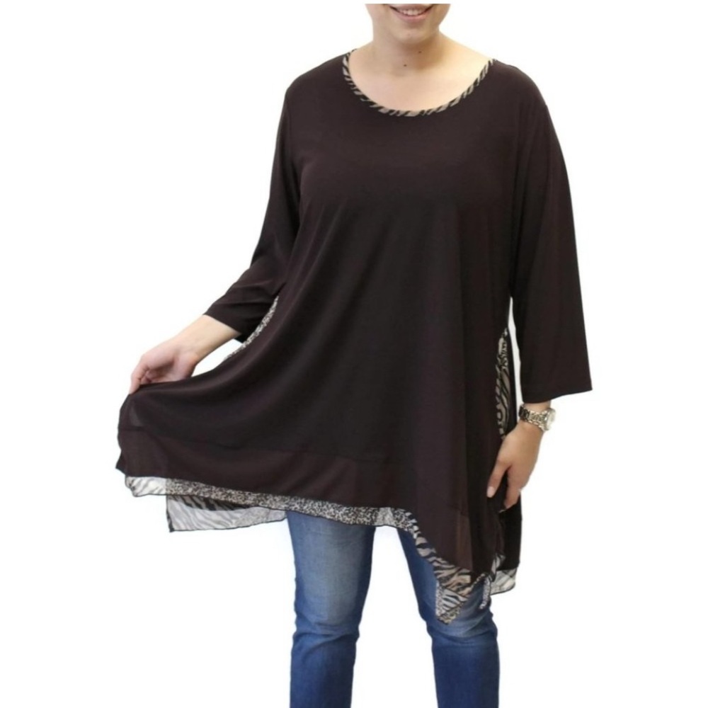 Pretty Woman Solid Tunic With Animal Print Trim Pockets XL
Flowy Lagenlook Artsy